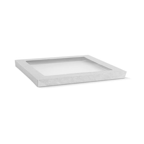 10 x White Disposable Catering Grazing Boxes Trays Clear Frame Lids - Medium