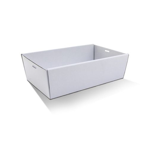 10 x Medium White Disposable Catering Grazing Boxes Trays With Clear Frame Lids