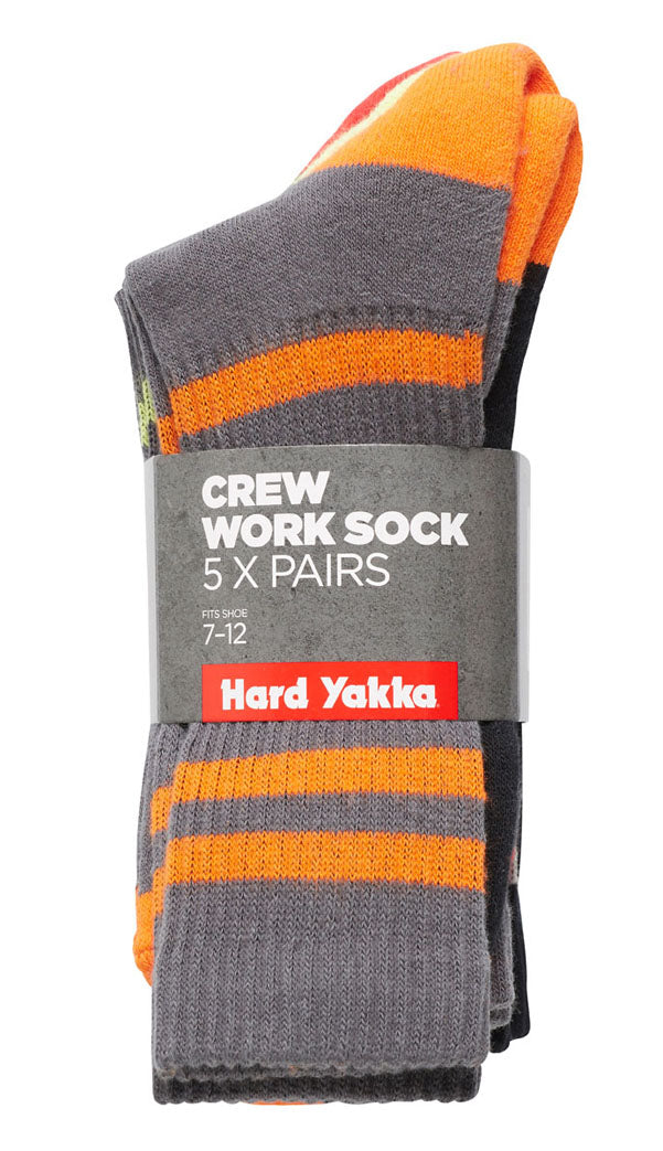 25 X Mens Hard Yakka Crew Work Multi-Coloured Workwear Socks