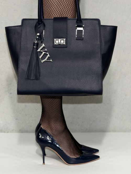 Womens Vky Original Victoria Trapeze Classic Leather Hand Bag Handbag - Black